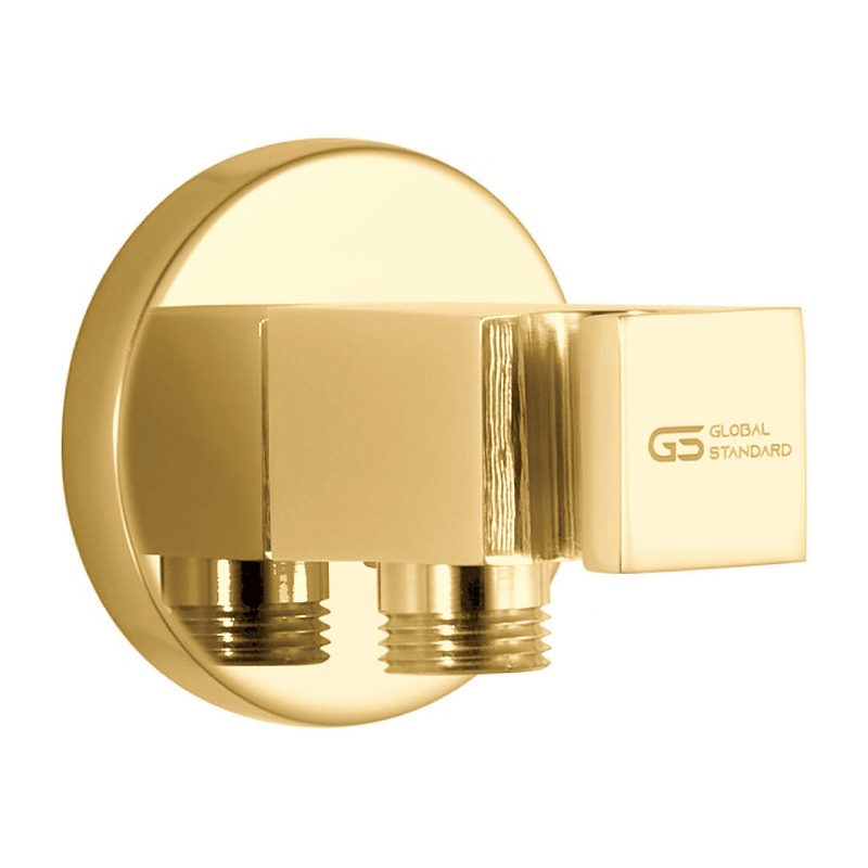 مخرج دفن نحاس 1/2 × 1/2 بوصة مع حامل سماعة مربع جلوبال استاندرد ذهبي (A3310-GP) (طلب مسبق)