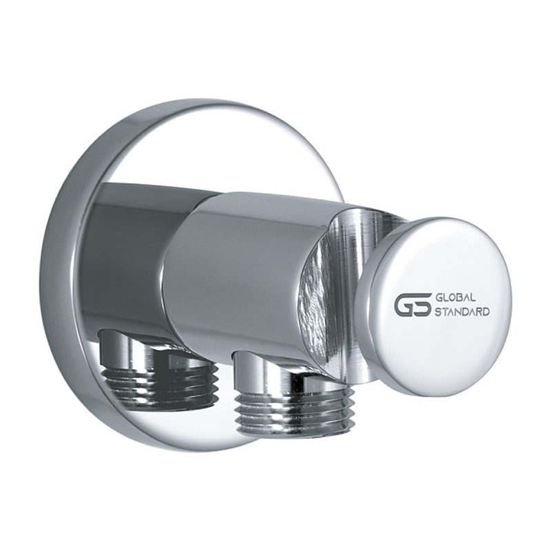 مخرج دفن نحاس 1/2 × 1/2 بوصة مع حامل سماعة دائري جلوبال استاندرد كروم (A3320-CP) (طلب مسبق)