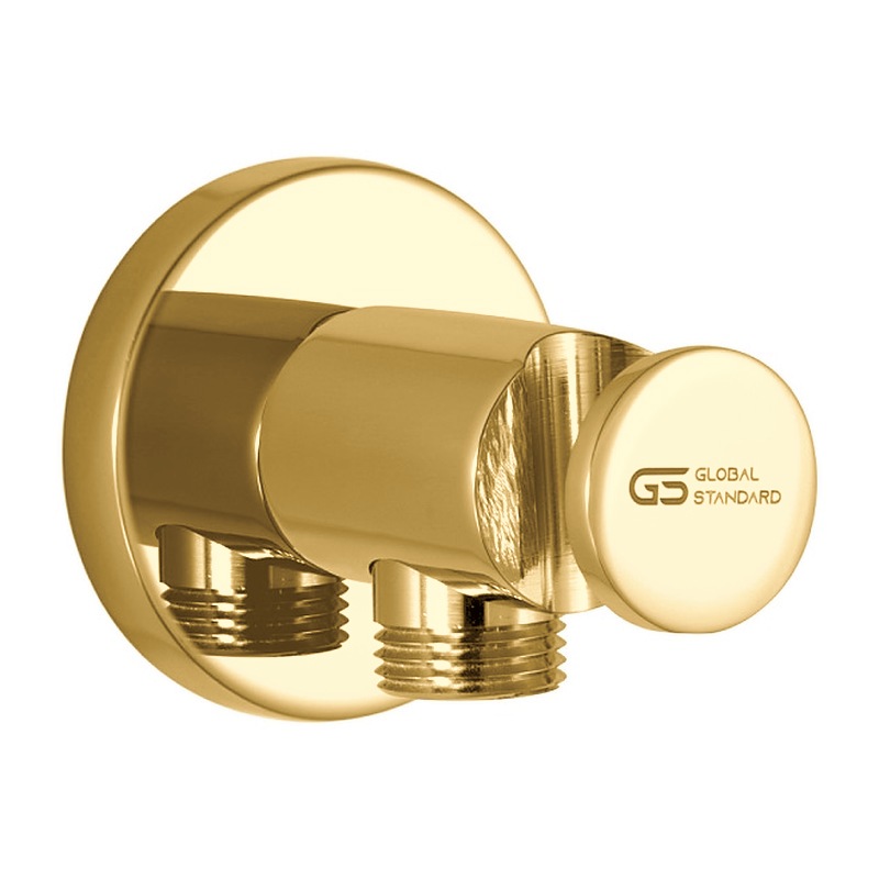 مخرج دفن نحاس 1/2 × 1/2 بوصة مع حامل سماعة دائري جلوبال استاندرد ذهبي (A3320-GP) (طلب مسبق)
